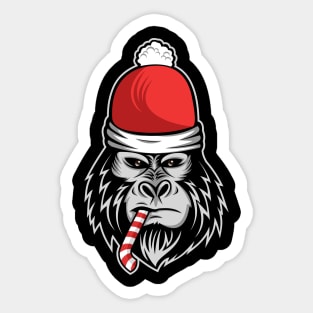 Christmas Gorilla Sticker